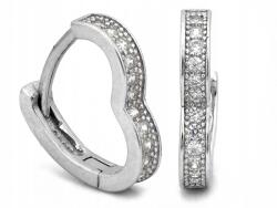 Lovrin 925-ös ezüst fülbevaló szív kontúr cirkónia kövekkel, 1, 40g ajándéknak is kiváló