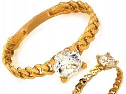 Lovrin Arany gyűrű 585 14kt cirkónia kővel, láncmintás karikagyűrű, 1.30g (Lovrin)