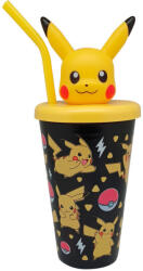 Euroswan Pokémon Pikachu műanyag 3D szívószálas pohár 443 ml EWA00028PK (EWA00028PK)