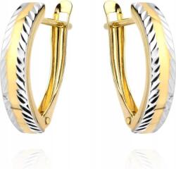 Lovrin Arany fülbevaló 585, gyémántozott szélekkel, kétféle arany színben, divatos ajándék