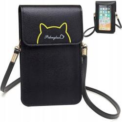  Női telefontartó táska crossbody pénztárca érintőképernyős ablakkal Fekete
