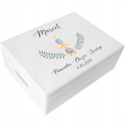 Creative Deco Ajándékdoboz keresztelőre, gravírozott emlék a szent keresztelőről, 40x30x14 cm (JANCDSD140CUSTOMBAPTISMCANDLETPTFBM-W)