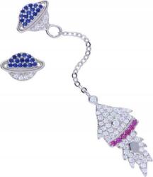 Lovrin Ezüst fülbevaló 925 bolygó és rakéta cirkónia kövekkel, elegáns design, ajándék (Lovrin 46603)