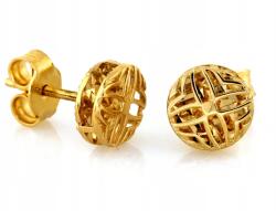 Lovrin Áttört Mintás arany fülbevaló 585 teljes 3D karikákkal, kövek nélkül 1.29g