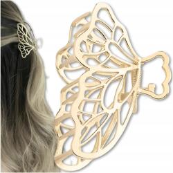EdiBazzar Fém arany pillangó csat hajcsat, erős, elegáns (Złota spinka damska do włosów metalowa)