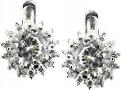 Lovrin Apró, 925-ös ezüst fülbevaló, markíz fazon, nagy, középen elhelyezett fehér cirkóniával