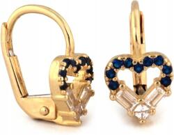 Lovrin Arany fülbevaló 585 szív kék cirkónia kövekkel, klasszikus női modell