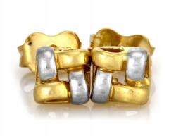 Lovrin Arany fülbevaló 585 négyszögletes, fehér arannyal, stekkeres, kövek nélkül, divatos