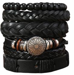 EdiBazzar Férfi bőr karkötő szett, fém díszítéssel, elegáns gyöngyökkel (5905884062968)