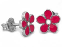 Lovrin Ezüst fülbevaló 925 rózsaszín virágos, tűz zománcozott, 1.01g, finom (62435894)