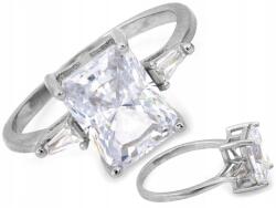 Lovrin Ezüst gyűrű 925 nagy, téglalap alakú cirkónia kővel, r19 méret, ajándékba, 2.48g