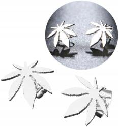 EdiBazzar Ezüst színű, 18K arannyal futtatott, 316L sebészeti acél fülbevaló, páfrányminta, stekkeres (Srebrne Kolczyki stali chirurgicznej)