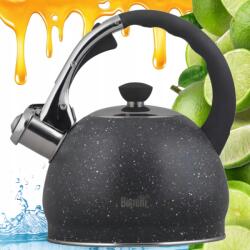 Berretti Hagyományos Teásforraló Indukciós Gáz Tűzhelyhez Acél Fekete Berretti 2, 0L Síppal (BR-7436)