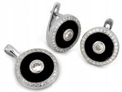 Lovrin Ezüst 925 szett cirkónia kövekkel és fekete kővel fülbevaló és medál (Lovrin)