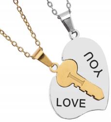  Nyaklánc sebészeti acél szív Best kulcs pár (5905204482841)