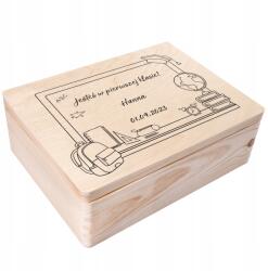 Creative Deco Fából készült iskolai ajándékdoboz gyerekeknek névvel ajándék 40x30 (JANCDSD140BCUSTOMSCHOOLDAYBASICFBM)