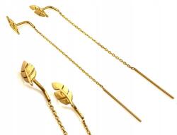 Lovrin Arany fülbevaló 585 14kt átfűzős láncocskák levelekkel 0.90g ajándékba