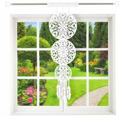 NOW-ART Áttört filc panel, fehér, 40x130 cm, ablak dekoráció, függöny, Álomfogó, boho stílus (NOW-ART łapacz BIAŁY)