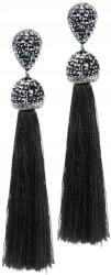  Női hosszú fülbevaló rojtokkal, bojtos, boho, orientális, lógó, fekete (Damskie Kolczyki długie frędzle)