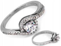 Lovrin Elegáns 925-ös ezüst gyűrű fehér cirkónia kövekkel r16 ajándék 2.62g