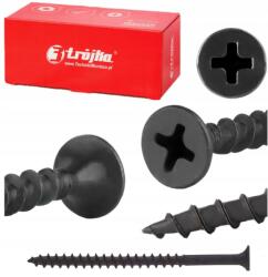 Lun Fix Fekete facsavarok 70mm gipszkartonhoz Gk 4, 2x70 foszfátozott 250db (WDPD4270)