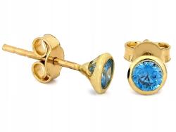 Lovrin Finom, 585-ös sárga arany fülbevaló kék cirkónia kővel, stekkeres (14k) (Lovrin)
