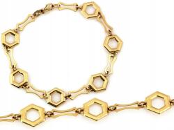 Lovrin Arany karkötő 585, geometrikus, nagy, fényes hatszög szemekkel, 3.21g