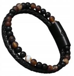 EdiBazzar Férfi mágneses csattal ellátott karkötő természetes kövekkel, bőr (5905884063149)