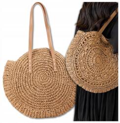 EdiBazzar Női Nagy Szalma Táska Kosár Válltáska Nyári Kerek A4 XL Strandtáska Öko Szalma (5905884049402)