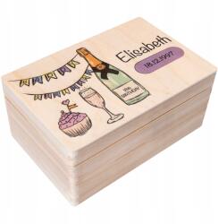 Creative Deco Születésnapi ajándékdoboz 18-as gravírozással évforduló pénz 30x20 (JANCDSD130BCUSTOMBIRTHDAYBOTTLEFBM)