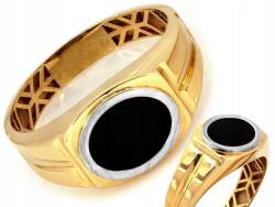 Lovrin Két színű arany gyűrű 585 fekete ovális kővel, 4.55g R26 14kt (62108451)