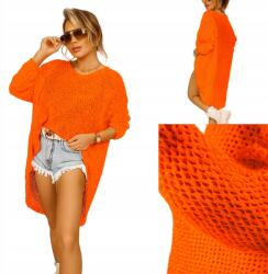  Női oversize pulóver hálós neon narancssárga - könnyű, hosszú