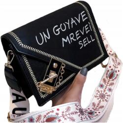 EdiBazzar Bőr Kis Női táska széles pánttal klasszikus fekete városi retro (5904107121031)