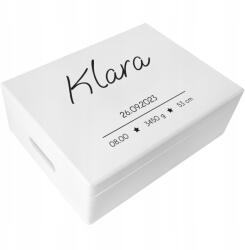 Creative Deco Gravírozott emlékdoboz ajándék születésre, keresztelőre, születési adatokkal, 40x30x14 cm (JANCDSD140CUSTOMSTARSIMPLEFBM-W)