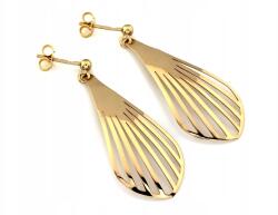 Lovrin Arany fülbevaló 585 hosszú, lógó legyező formájú, kő nélküli, divatos ajándék