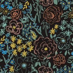  Fiula Öntapadós Tapéta Fekete Színes Virágokkal Vízálló 41x300 cm (B0CSNYFSVZ)