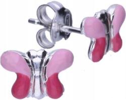 Lovrin 925-ös ezüst gyermek fülbevaló rózsaszín pillangókkal 0, 77g női divatos ezüst (Lovrin 47688)