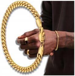  Arany színű, masszív férfi páncél karkötő, sebészeti acélból, 23 cm-es, fonott (Bransoletka złota pancerka masywna męska)