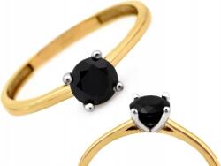 Lovrin Elegáns, 375-ös arany gyűrű fehérarannyal és fekete köves díszítéssel, 12-es méret