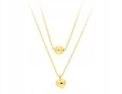 Lovrin Arany nyaklánc 585 dupla lánccal, csillogó szív és golyócska díszítéssel ajándéknak is kiváló