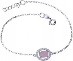 Lovrin 925-ös ezüst karkötő rózsaszín kővel, 1, 85g, divatos mintával és charmokkal (Lovrin 50622)