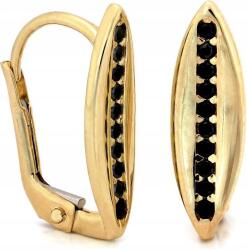 Lovrin Arany fülbevaló 375 fekete cirkóniával díszítve, divatos datolya mintával, ajándék, 9k