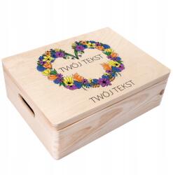 Creative Deco Fa díszdoboz ajándékba anyának születésnapra, esküvőre, évfordulóra, gravírozott, 40x30x14 cm (JANCDSD140CUSTOMMDAYFLOWER2FBM)