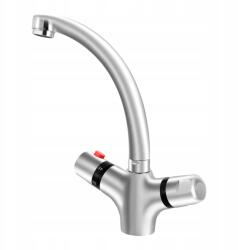  Termosztatikus csaptelep mosdóhoz, Rozsdamentes acél kétkaros csaptelep (8050265937599)