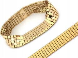 Lovrin Elegáns, divatos, széles arany karkötő 585-ös (14 karátos) apró négyzetekből, r19-es méret