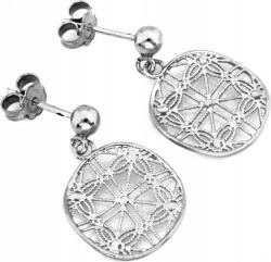 Lovrin Ezüst fülbevaló 925 modern lógó áttört mintás kerek stekkeres