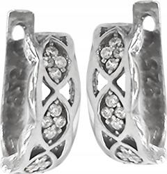 Lovrin Ezüst fülbevaló 925 áttört mintás vesszők fehér cirkónia kövekkel, ajándékba