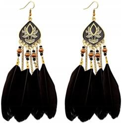 EdiBazzar Női fülbevaló Boho retro Lógó hosszú tollak keleti stílusban (Kolczyki piórka orientalne wiszące damskie)
