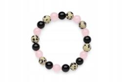  Karkötő természetes kövekből rózsakvarc, ónix, dalmata jáspis 8mm