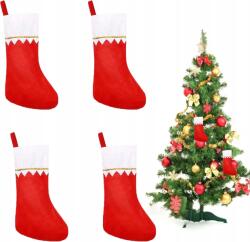 4 darabos, piros-fehér karácsonyi harisnya szett kandallóra, ajándékokhoz (B0DCZHG5ZP)